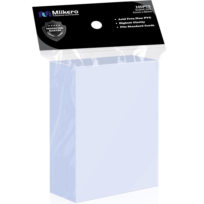 Mlikero 100 Count Card Sleeves, Clear Soft Trading Card Sleeves, Polypropylene (PP), Fit for MTG, TCG, Baseball, Football, Game Cards - Image 1